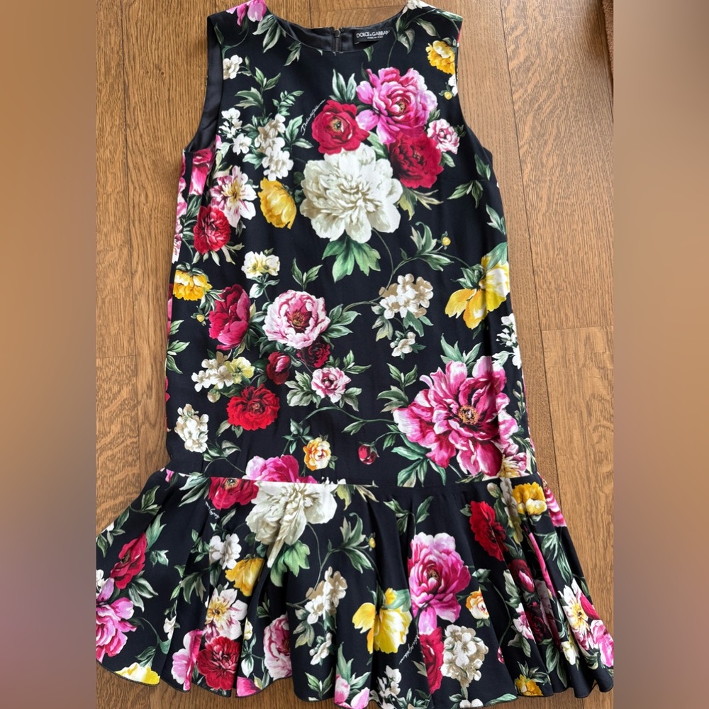 Dolce & Gabbana Black Dress with Pink and Red Floral Print - Picture 2 of 6